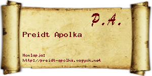 Preidt Apolka névjegykártya